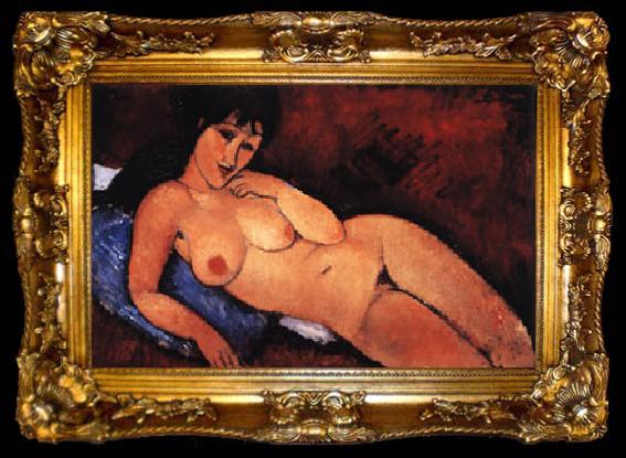 framed  Amedeo Modigliani Nude on a Blue Cushion, ta009-2